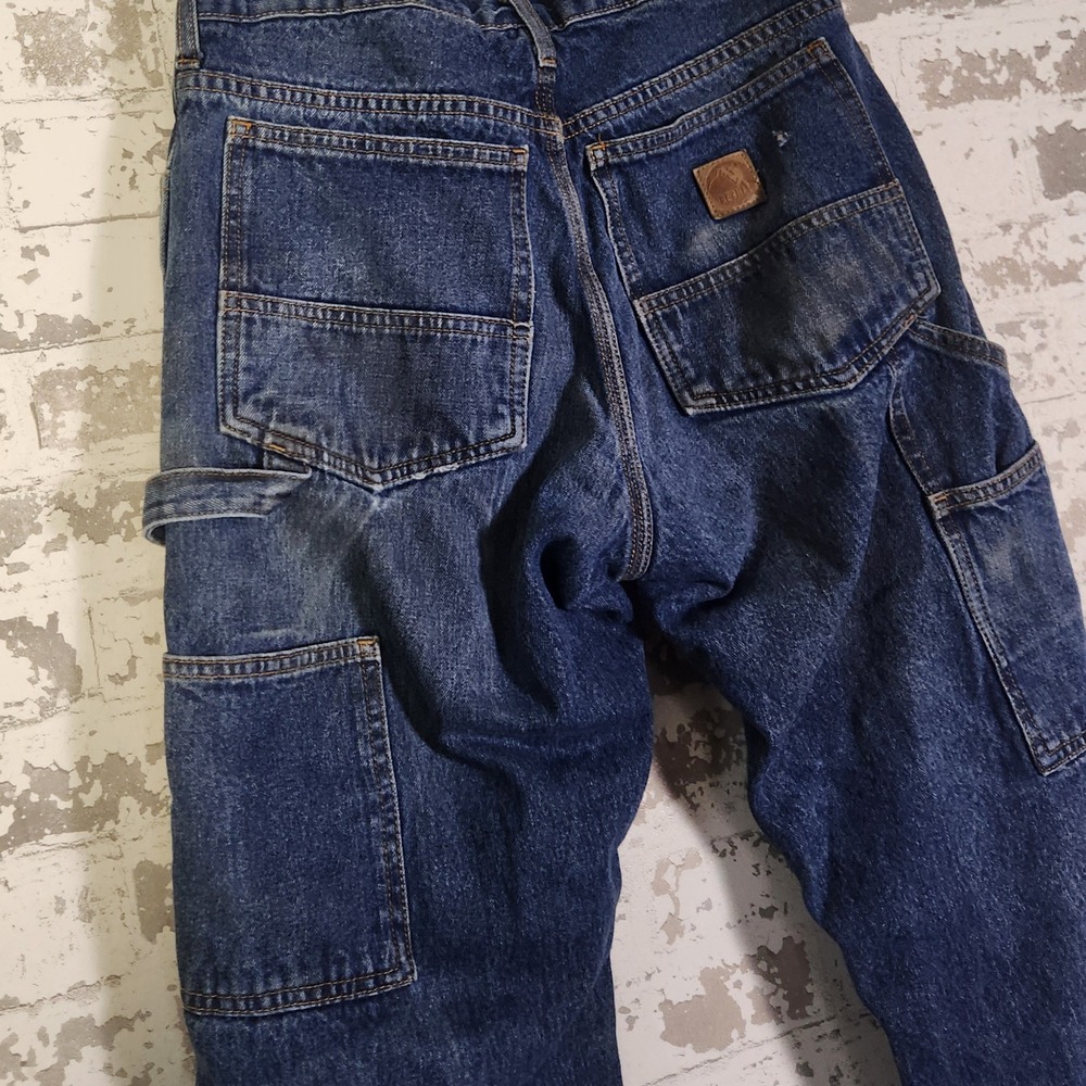 BERNE Mens Carpenter Jeans Size 30x30 Blue Denim Red Flannel Lined Workwear Pant - Picture 9 of 16